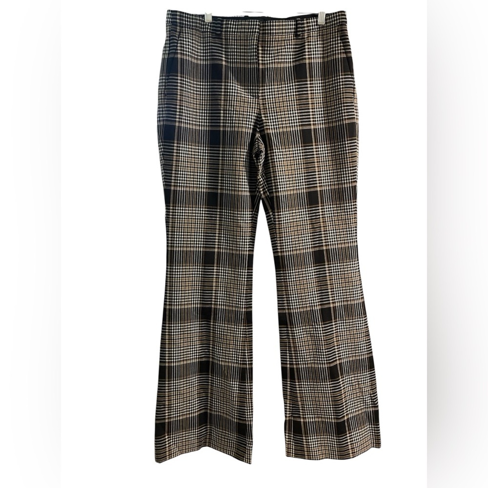 Theory Plaid Boot-Cut Trousers